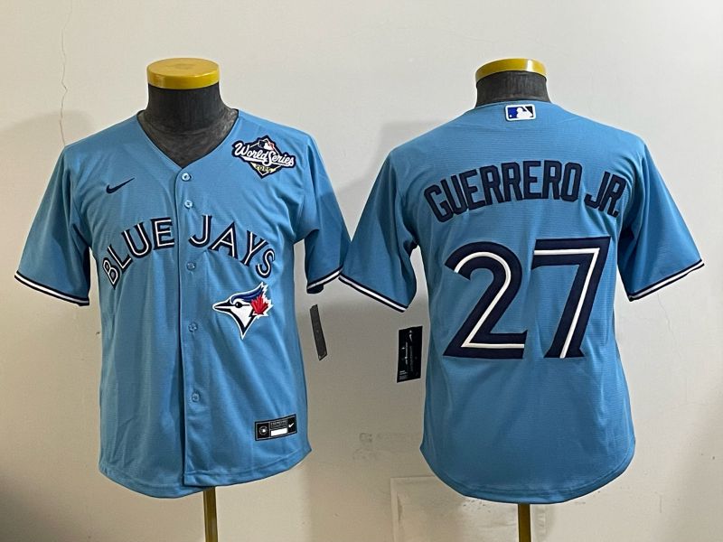 Youth 2025 Nike Toronto Blue Jays #27 Guerrero jr Light Blue Game MLB Jersey 01->youth mlb jersey->Youth Jersey
